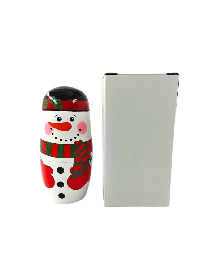 Russian Nesting Dolls Large Snowman 5 Layers Wooden Toy - Image 1