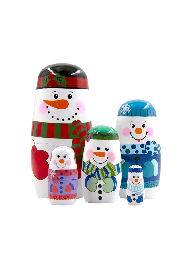 Russian Nesting Dolls Large Snowman 5 Layers Wooden Toy - Image 4