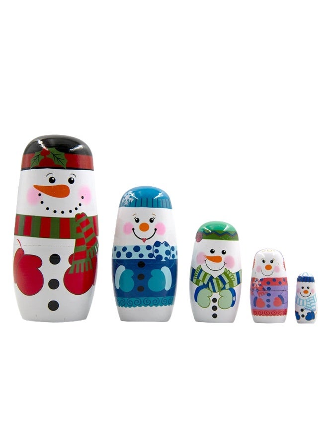Russian Nesting Dolls Large Snowman 5 Layers Wooden Toy - Image 3