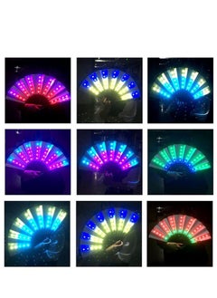 SYOSI Party LED Glowing Colorful Chinese Hand Held Folding Fan with Remote Control Stage Performance Show Light Up Fan Birthday Party Dance Gift Wedding Night Bar Club Fluorescent Props  - Image 2