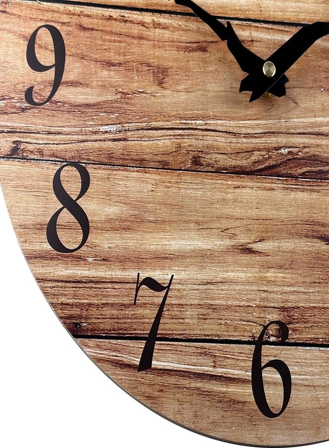 Plumeet Small Wall Clock, 10'' Frameless Wooden Wall Clocks with Silent Quartz Movement, Rustic Country Village Walnut Clocks Decorative for Kitchen Bedroom Living Room, Brown - Image 4