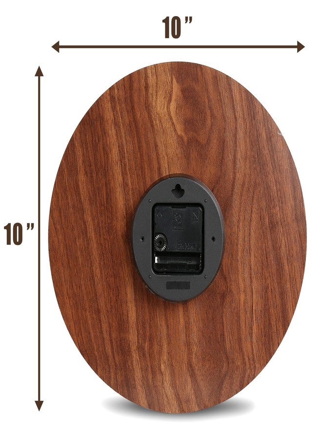 Plumeet Small Wall Clock, 10'' Frameless Wooden Wall Clocks with Silent Quartz Movement, Rustic Country Village Walnut Clocks Decorative for Kitchen Bedroom Living Room, Brown - Image 3