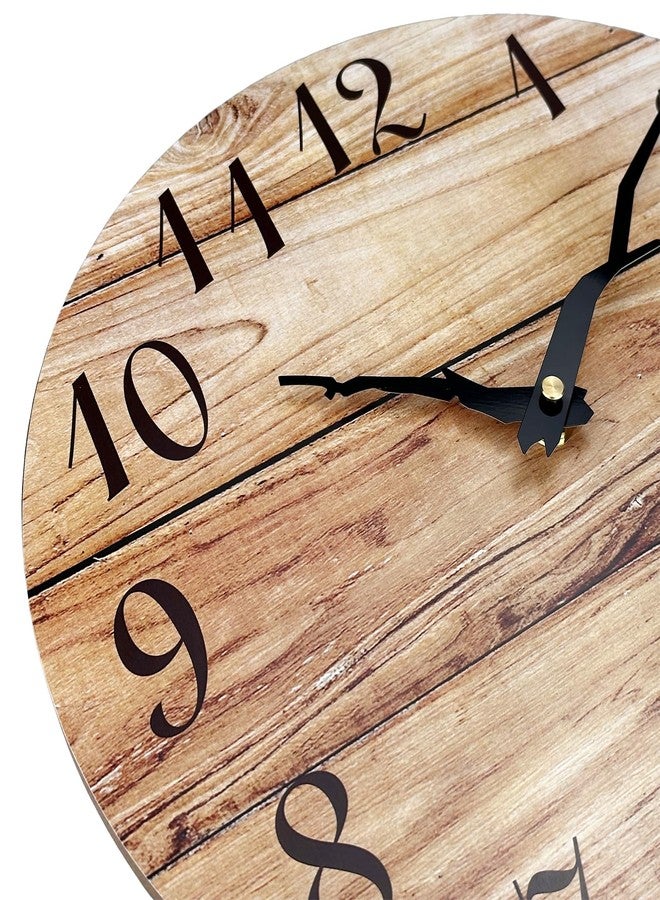 Plumeet Small Wall Clock, 10'' Frameless Wooden Wall Clocks with Silent Quartz Movement, Rustic Country Village Walnut Clocks Decorative for Kitchen Bedroom Living Room, Brown - Image 2