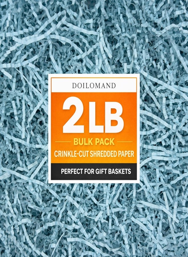 Doilomand 2 LB Light Blue Crinkle Cut Paper Shred Filler, Decorative Packing Paper for Gift Boxes, Basket Filling, Shipping Protection & Party Packaging Supplies - Image 1
