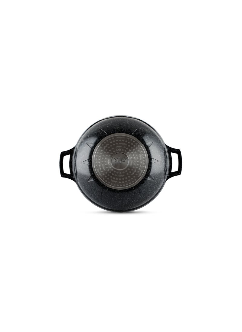 Life Smile - Wok Pan With Lid and 2 Handle Granite Coating - Die cast Aluminum Scratch Resistant Frying Pan , PFOA Free Induction Bottom Woks And Stir Fry Pans 32 CM - Image 1