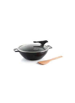 Wok Pan With Lid and 2 Handle Granite Coating - Die cast Aluminum Scratch Resistant Frying Pan , PFOA Free Induction Bottom Woks And Stir Fry Pans 32 CM - pzsku/Z4B237852551226C51E47Z/45/_/1739790949/1309a025-9ff7-4711-95cc-56549c27d7d0