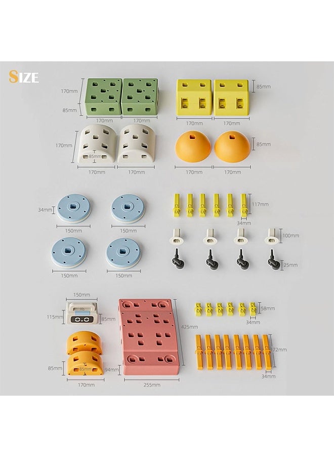 JCB CHIC 44pcs DIY Building Blocks Sets For Toddlers,Large Plastic Blocks with Wheels,Stacking Soft Blocks for Kids with Shapes & Colors Learning - Construction Building Preschool Toys - Giant Toy for Daycare Toddlers - Image 3