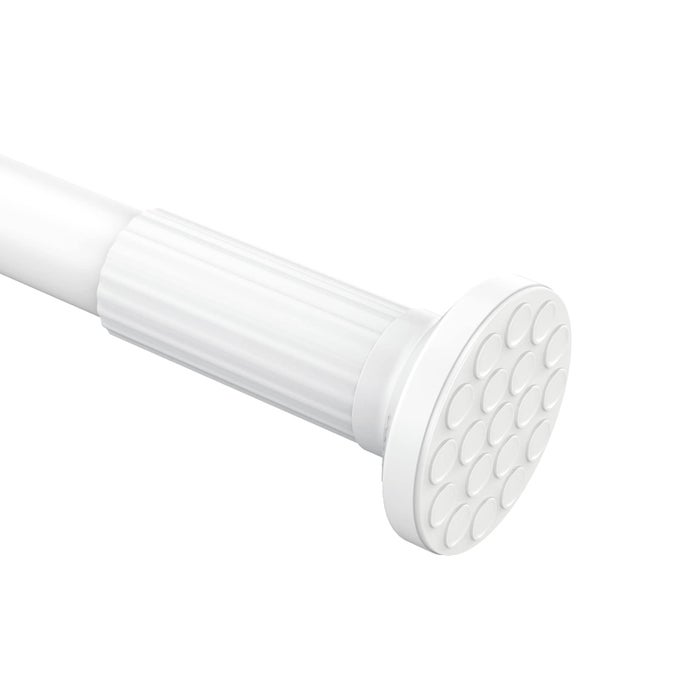 TENSION CURTAIN ROD 51165 INCHES ADJUSTABLE SPRING SHOWER TENSION CURTAIN ROD STAINLESS STEEL CLOSET ROD FOR WINDOWS OR SHOWER NO DRILLING NO RUST EASY TO INSTALL WHITE