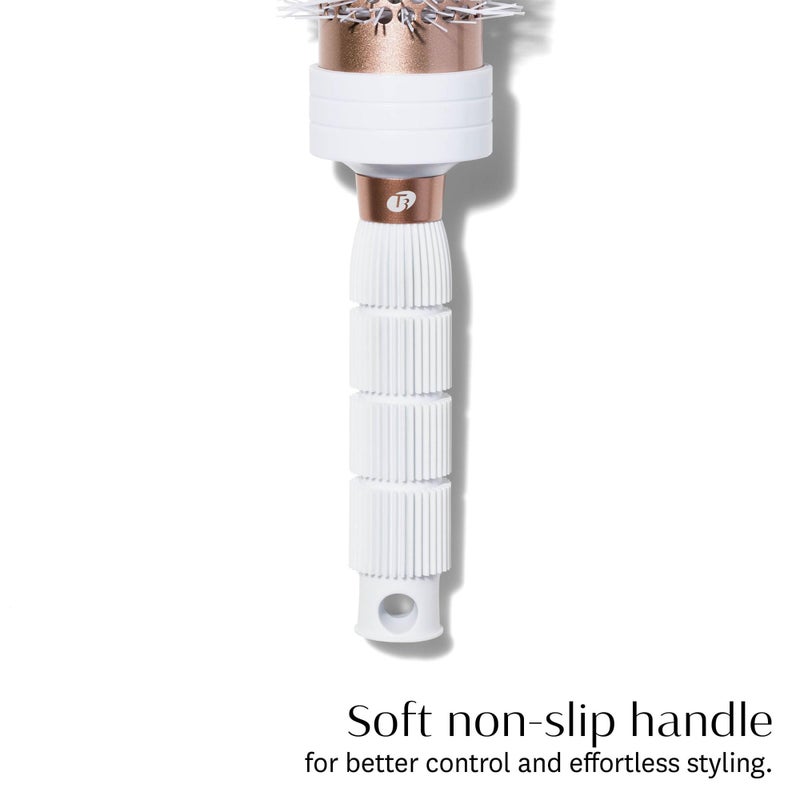 T3 Volume Round Hair Brush CeramicCoated Barrel Vented Round Brush for Blow Drying Heat Resistant Bristles, White/Rose Gold - Image 5