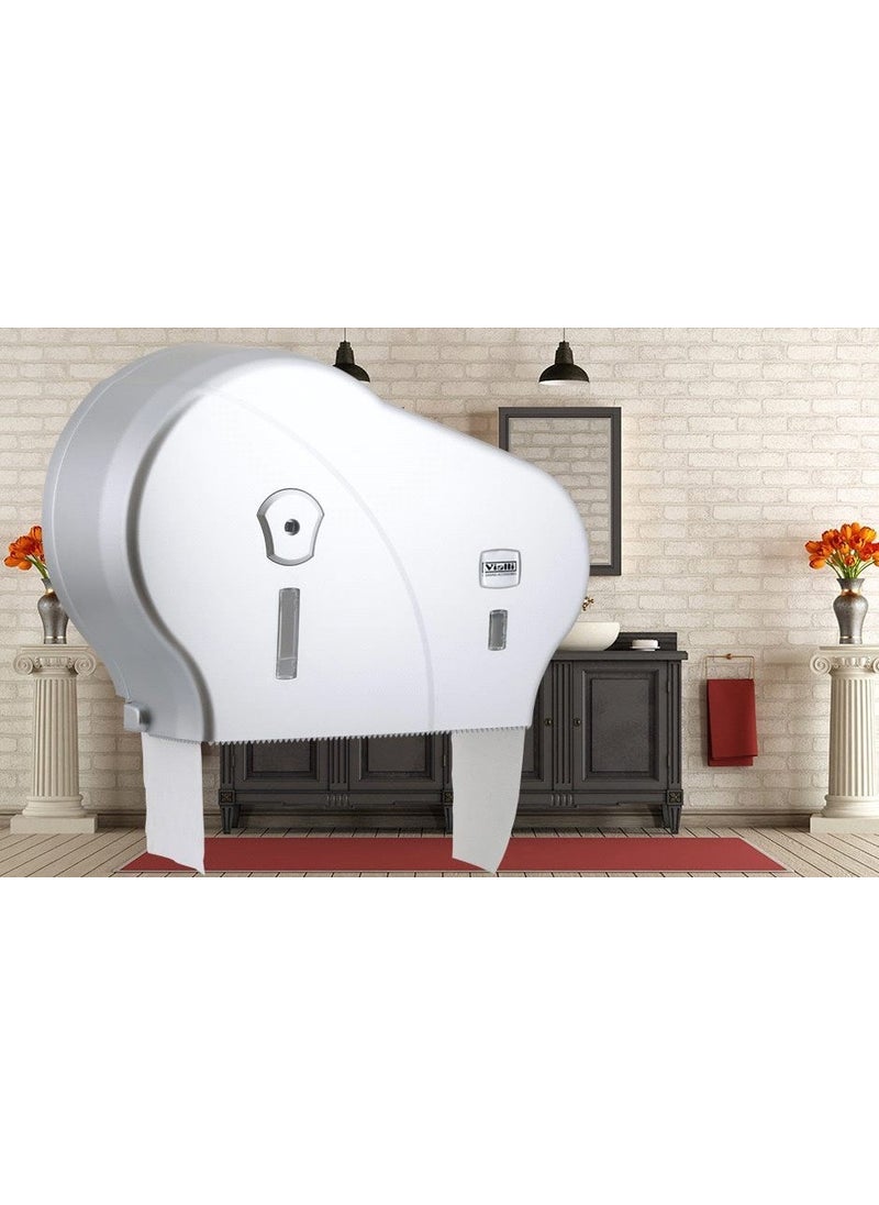Vialli DMJ1M Double Mini Jumbo Toilet Paper Dispenser Metallic  - Image 2