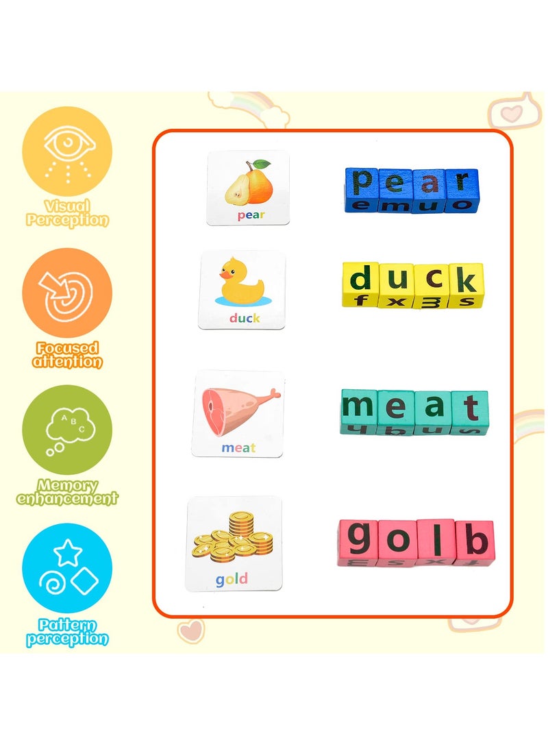 null - Wooden Alphabet Spelling Game with 40 Matching Cards - Montessori Learning Toy for Kids Age 3+ - Fun Crossword Puzzle Activity - Image 1