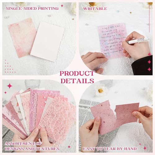Dizdkizd Pink Scrapbook Paper and Textured Mesh Fabric Pack for Greeting Cards, Photo Albums, Baby Shower Decor, Artwork, 4.0 x 5.5 Inches - Image 3