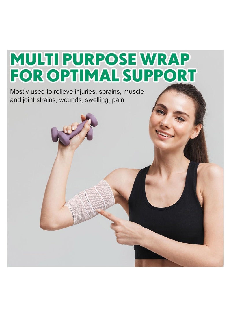 Generic - 12 Pack Elastic Bandage Wrap with Self Closure on Both Ends Compression Bandage for Legs, Knees, Ankles, Wrists, Elbows, Shoulders, Athletic Stretchable Bandage Wrap (2 Inch) - Image 1