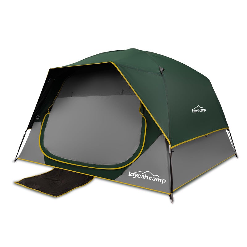 LOYEAHCAMP 4 Person Blackout Camping Tent Easy Setup Waterproof Family Dome Tent for Camping with Rainfly Portable Double Layer Large Family Tent for Outdoor CampingHiking