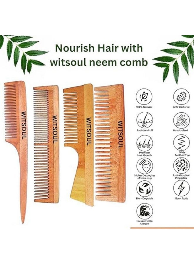 WITSOUL Natural Neem Wood Fine Toothed for Hair Growth/Hair fall/Dandruff Control/SET OF 2 - Image 5
