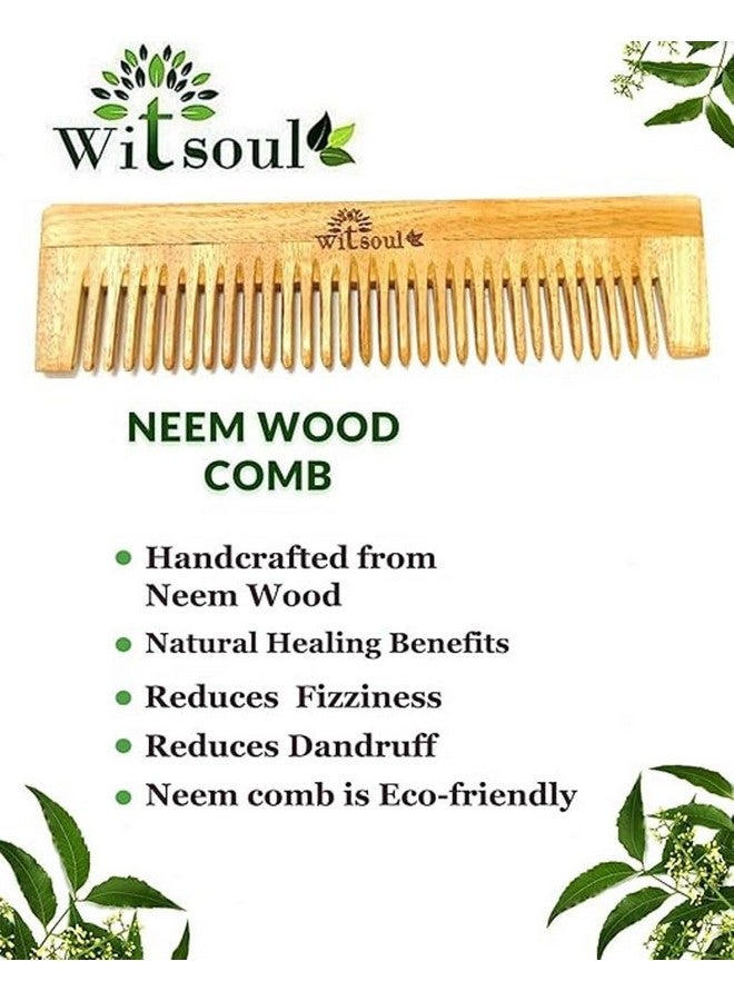 WITSOUL Natural Neem Wood Fine Toothed for Hair Growth/Hair fall/Dandruff Control/SET OF 2 - Image 3