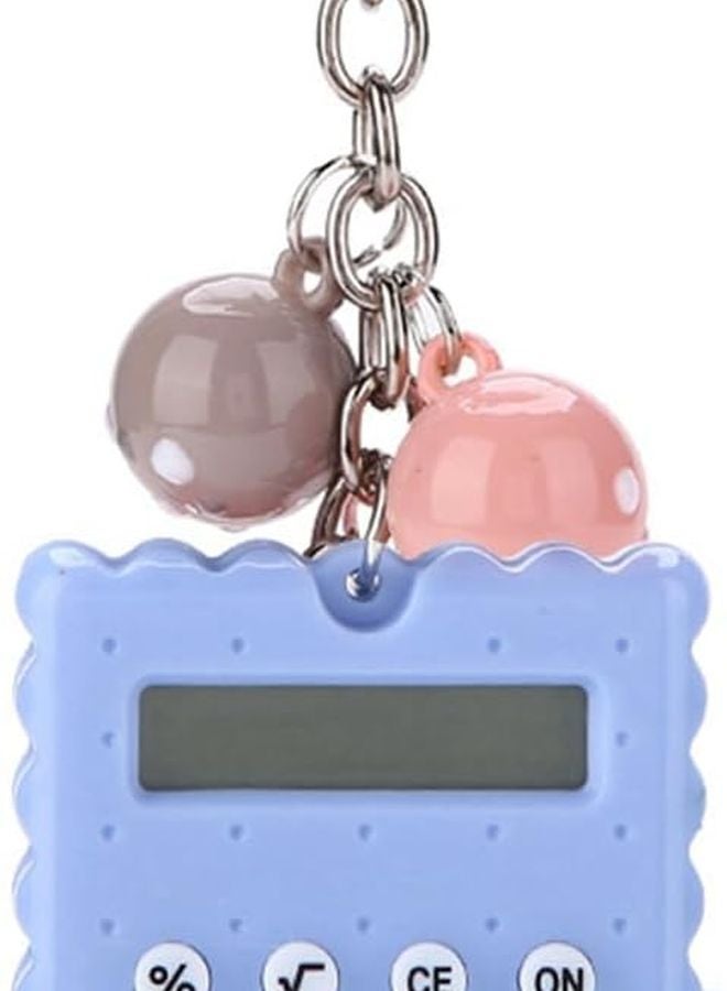 Blue Portable Pocket Calculator With Cute Key Chain - Image 1