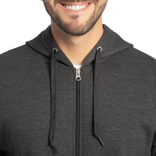 Fruit of the Loom Eversoft Fleece Hoodies, Pullover, Moisture Wicking & Breathable, Sizes S-4x, Black Heather Full Zip, Large - Image 2