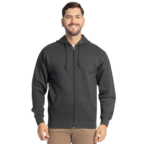 Fruit of the Loom Eversoft Fleece Hoodies, Pullover, Moisture Wicking & Breathable, Sizes S-4x, Black Heather Full Zip, Large - Image 1