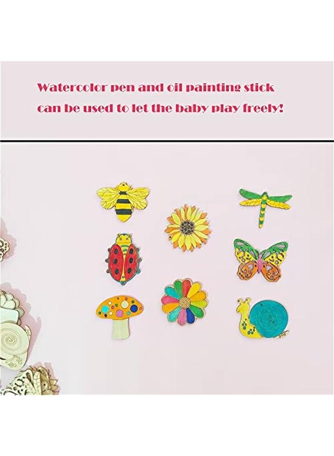 Arabest 48PCS Unfinished Wood Insect Cutouts with Sling Hole,erfly Wooden Blank Paint Crafts for Kids Painting DIY Crafts Home Decoration Craft Project Home Decor Ornament Supplies(Insect Color) - Image 3