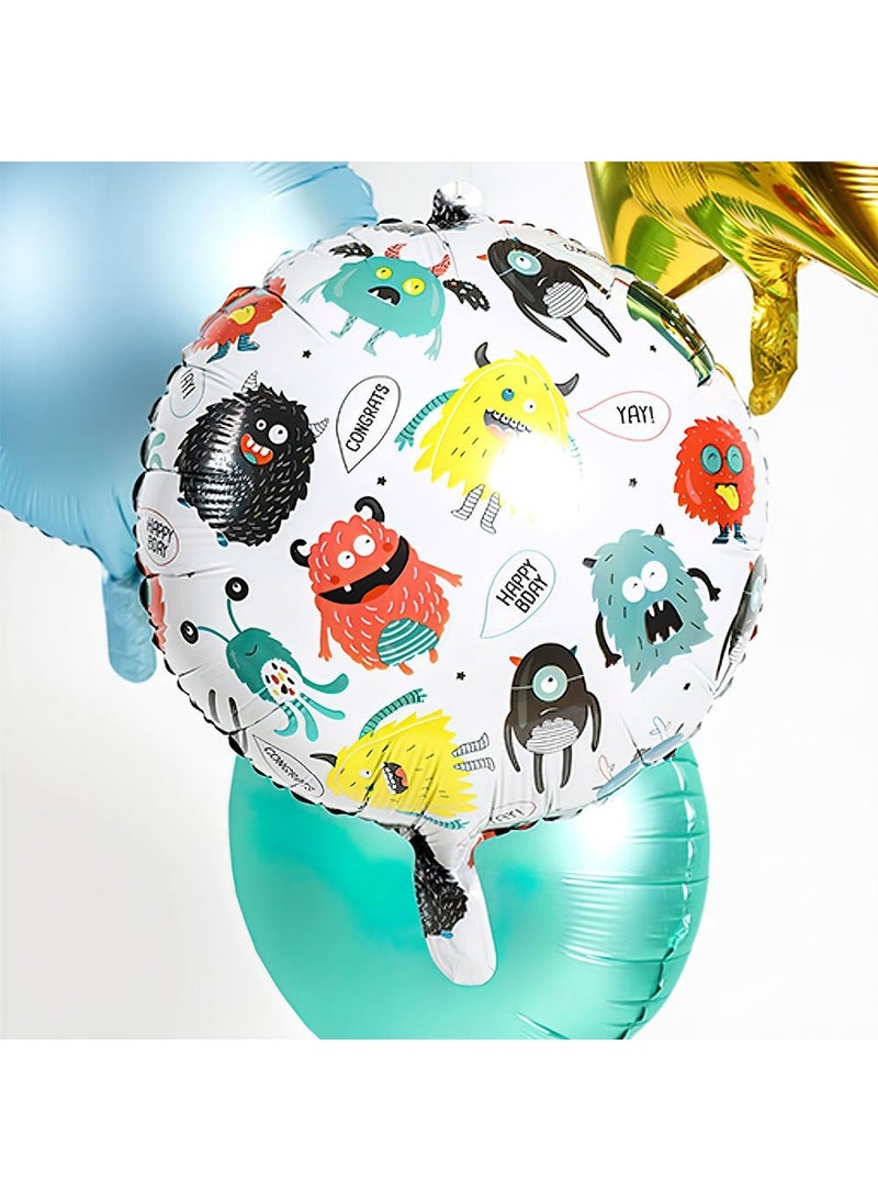 Folat Monster Happy Birthday Foil Balloon Round White Multicolor 45cm - Image 2