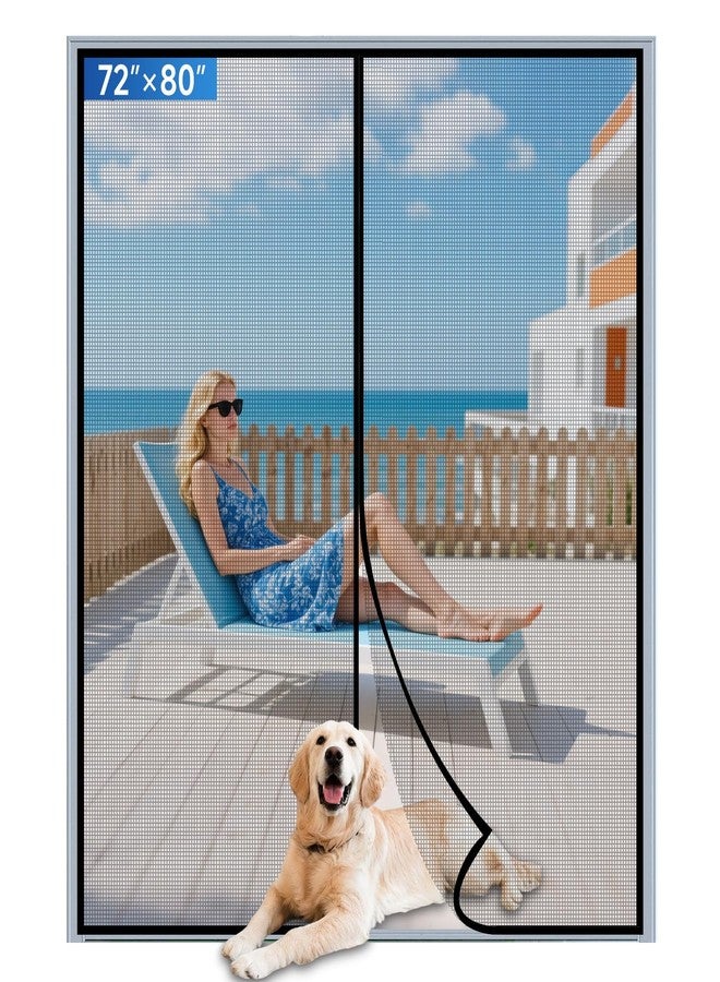 LONGEAS Upgraded PET Mesh Magnetic Screen Door Stronger Than Fiberglass and Polyester,Hands Free,Keep Bugs Out,Pet & Kid Friendly,Suitable for Sliding Doors,Patio Doors and French Doors-72" X 80" - Image 1