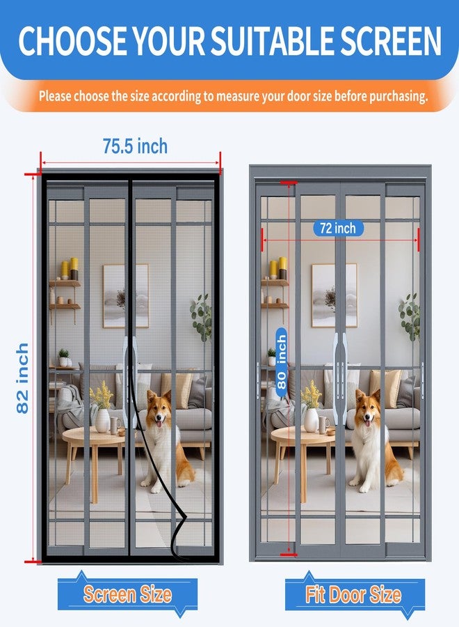 LONGEAS Upgraded PET Mesh Magnetic Screen Door Stronger Than Fiberglass and Polyester,Hands Free,Keep Bugs Out,Pet & Kid Friendly,Suitable for Sliding Doors,Patio Doors and French Doors-72" X 80" - Image 2