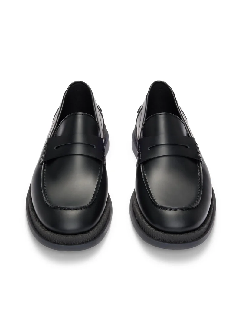 HUGO Rubber-sole moccasins in brush-off leather