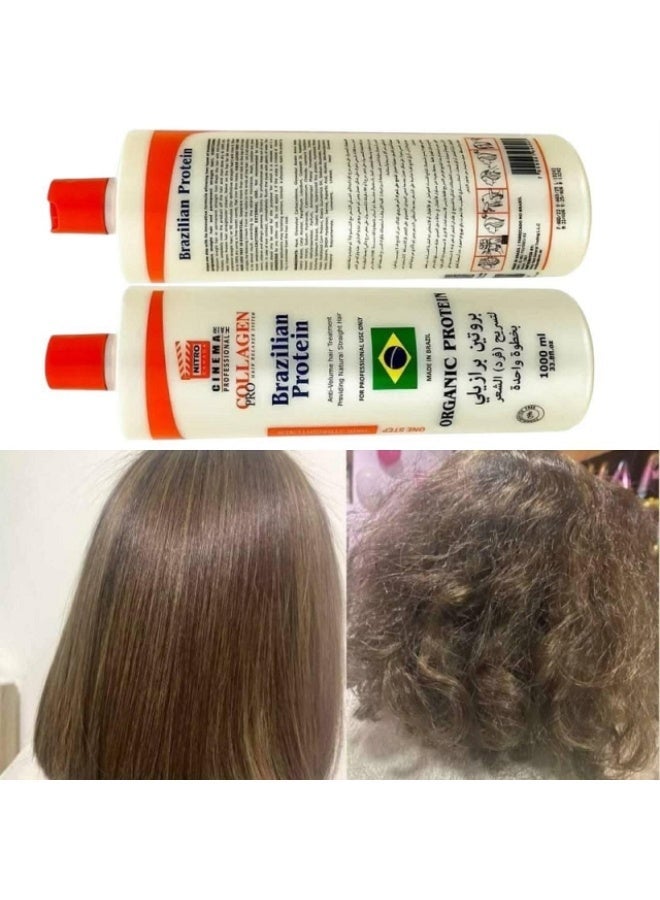 نيترو نظام الاسترخاء الاحترافي للشعر بالكولاجين من نيترو سينما برو للبروتين البرازيلي تركيبة زرقاء 1000 مل - Image 2