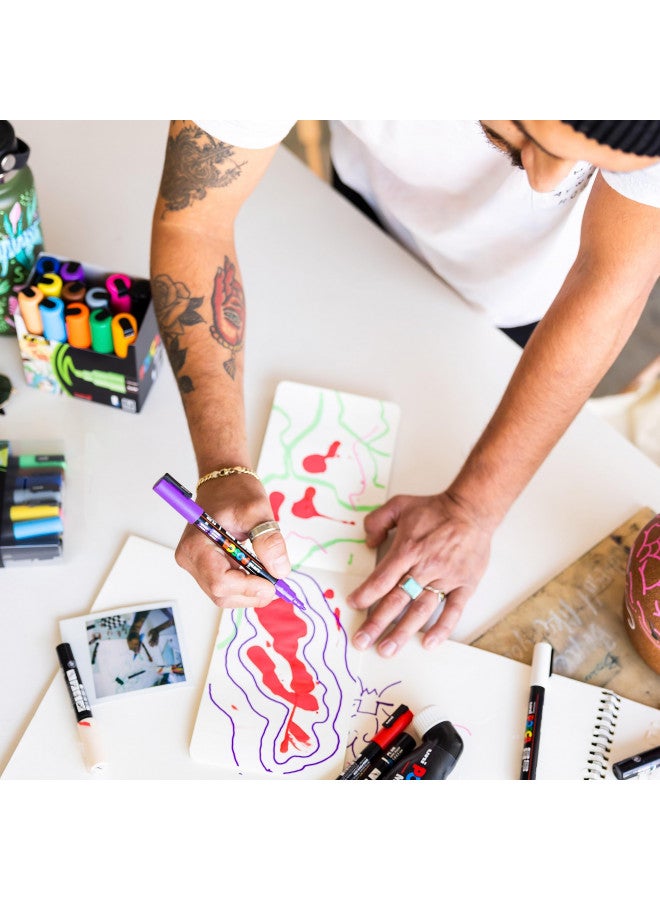 Uni-posca علامة بوسكا 5M باللون الأزرق المعدني، أقلام بوسكا لمستلزمات الفن، مستلزمات المدرسة، فن الصخور، طلاء الأقمشة، علامات الأقمشة، قلم الطلاء، علامات الفن، علامات الطلاء بوسكا - Image 4