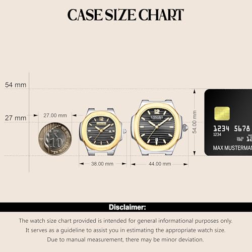 LONGBO Analogue Couple Watch Set - Elegant Dual Tone Band and Octagonal Case, Stainless Steel Band | Marriage Gift Set for Men and Women (Silver-Gold-Black) - Image 5