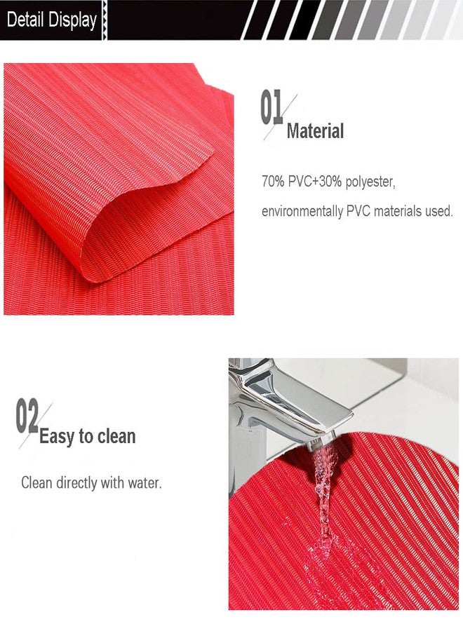 SvaTao Round Table Placemats Wedge Shaped Place Mat with Centerpiece Round Mat Table Mats Washable, Set of 7 Placemats for Dining Table(Red) - Image 3