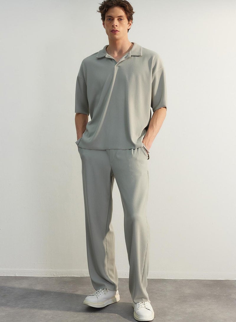 trendyol Straight Fit Textured Hidden Drawstring One-Piece Sweatpants - Image 2