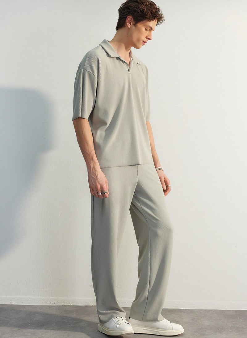 trendyol Straight Fit Textured Hidden Drawstring One-Piece Sweatpants - Image 1