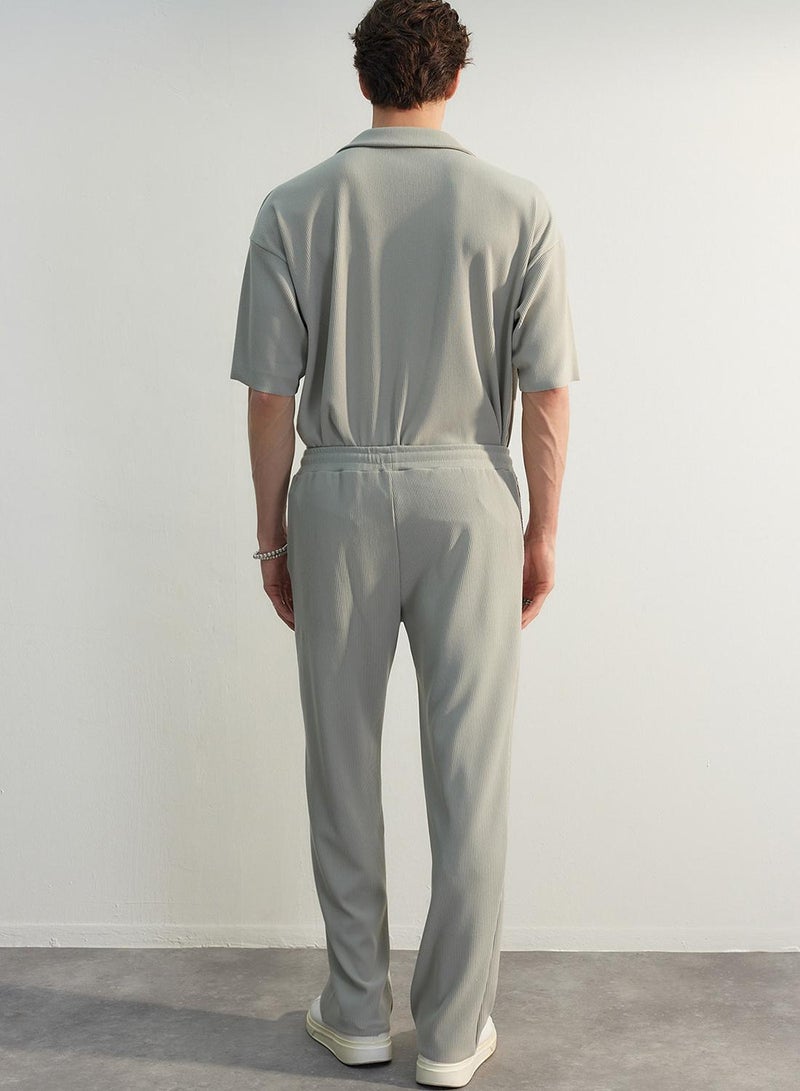 trendyol Straight Fit Textured Hidden Drawstring One-Piece Sweatpants - Image 5