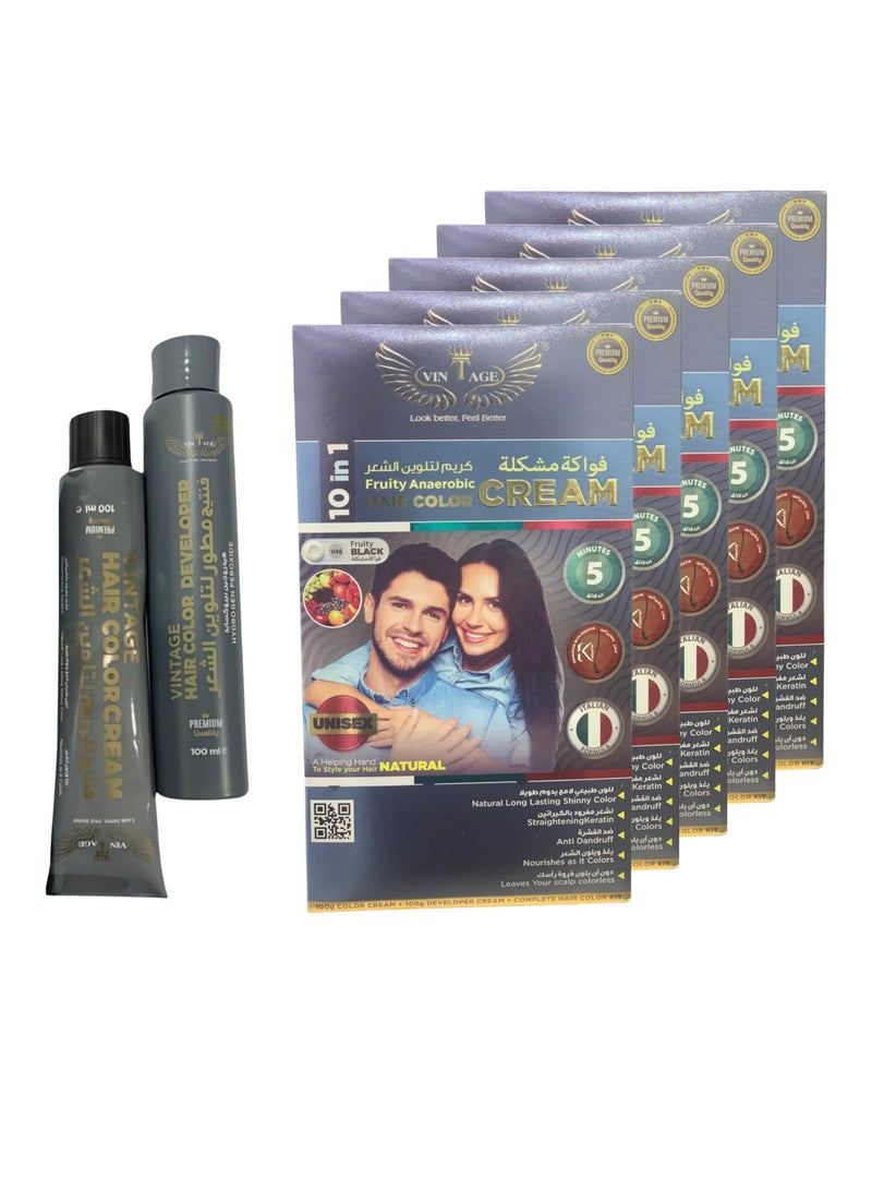 فينتاج كريم شعر فينتاج آبل أنيروبك – صبغة شعر عضوية 100% وكريم تلوين طبيعي، 200 مل (10 في 1)، متوفر بثلاث درجات وروائح فريدة. عبوة من 5 قطع - Image 1