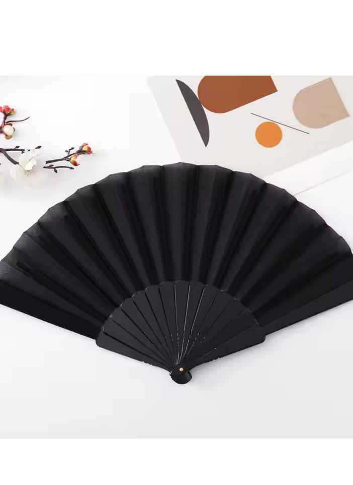 Generic Folding Fan, Handheld Fan with Plastic Frame - Black  - Image 1