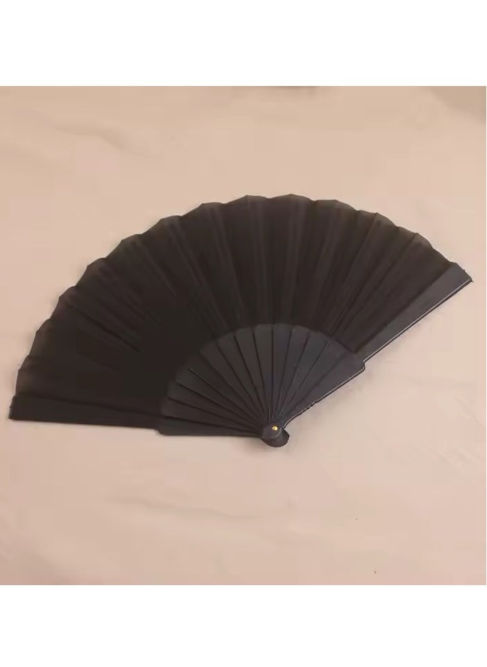 Generic Folding Fan, Handheld Fan with Plastic Frame - Black  - Image 2