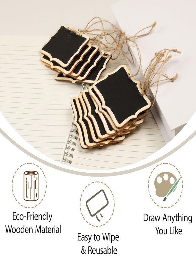Ceemiaa 12-Pack Mini Hanging Wooden Chalkboard Labels - Small Reusable Blackboard Tags for Party Food Display, Name Tags, and Event Decorations - Image 3