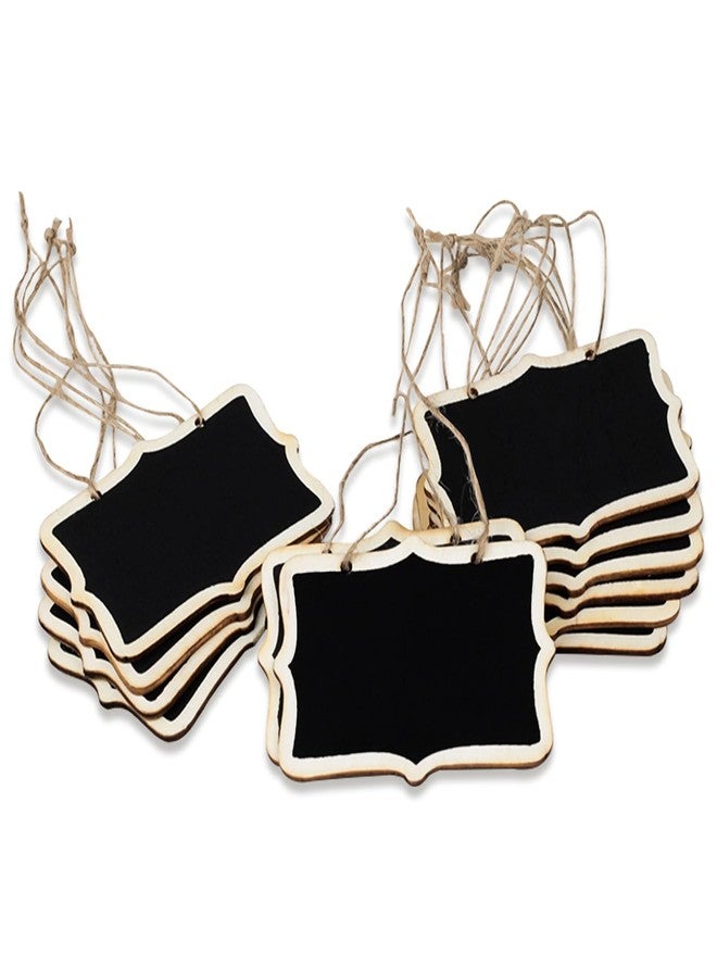 Ceemiaa 12-Pack Mini Hanging Wooden Chalkboard Labels - Small Reusable Blackboard Tags for Party Food Display, Name Tags, and Event Decorations - Image 1