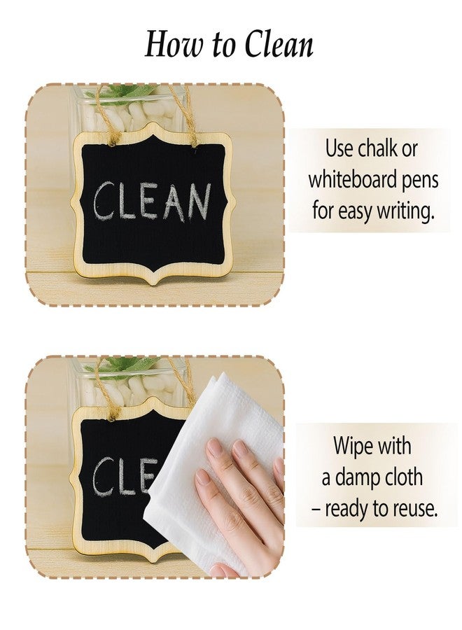 Ceemiaa 12-Pack Mini Hanging Wooden Chalkboard Labels - Small Reusable Blackboard Tags for Party Food Display, Name Tags, and Event Decorations - Image 4