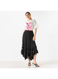 2Xtremz 2Xtremz Asymmetric Skirt with Ruffle Detail and Elasticated Waistband  - Image 1