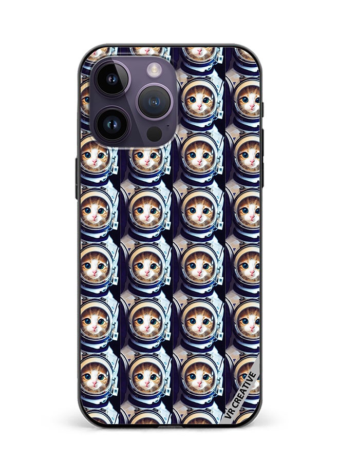 VR CREATIVE Protective Case Cover For Apple iPhone 15 Pro Max Cat Face Inside Astronauts Helmet Pattern Design Multicolour - Image 1