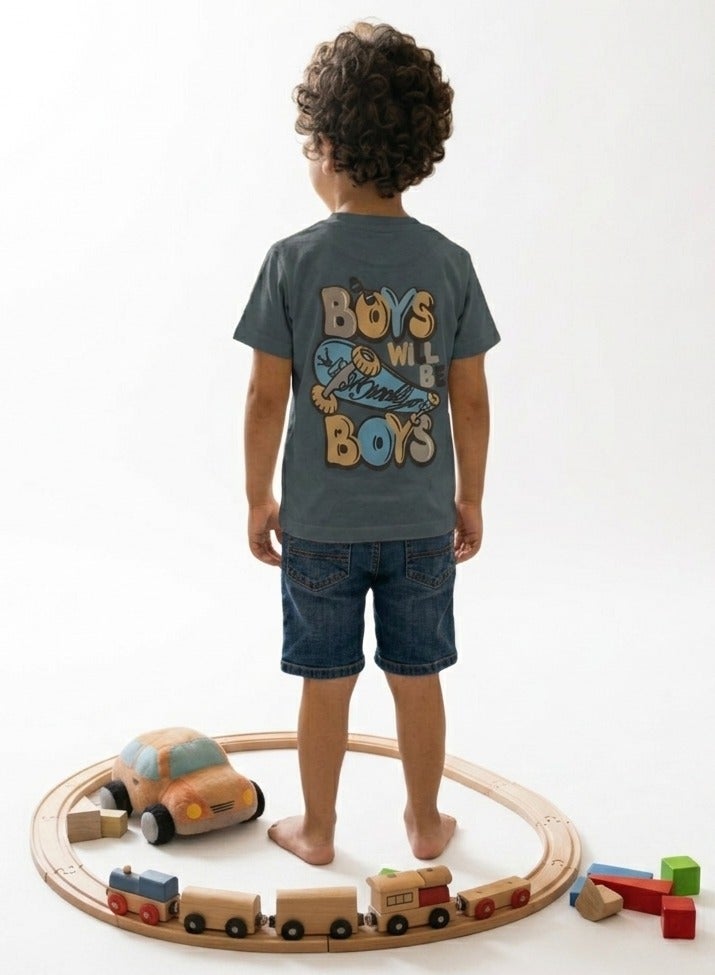 Boys Cotton Graphic T Shirt Casual Short Sleeve Crew Neck Kids Tee with Colorful Skateboard Print Boys Will Be Boys Soft Breathable Summer Everyday Wear Comfortable Fashion Top for Children - Image 5