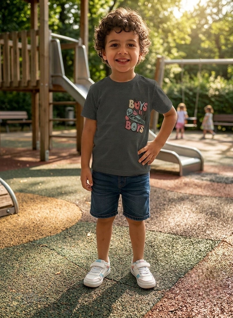 Boys Cotton Graphic T Shirt Casual Short Sleeve Crew Neck Kids Tee with Colorful Skateboard Print Boys Will Be Boys Soft Breathable Summer Everyday Wear Comfortable Fashion Top for Children - Image 3