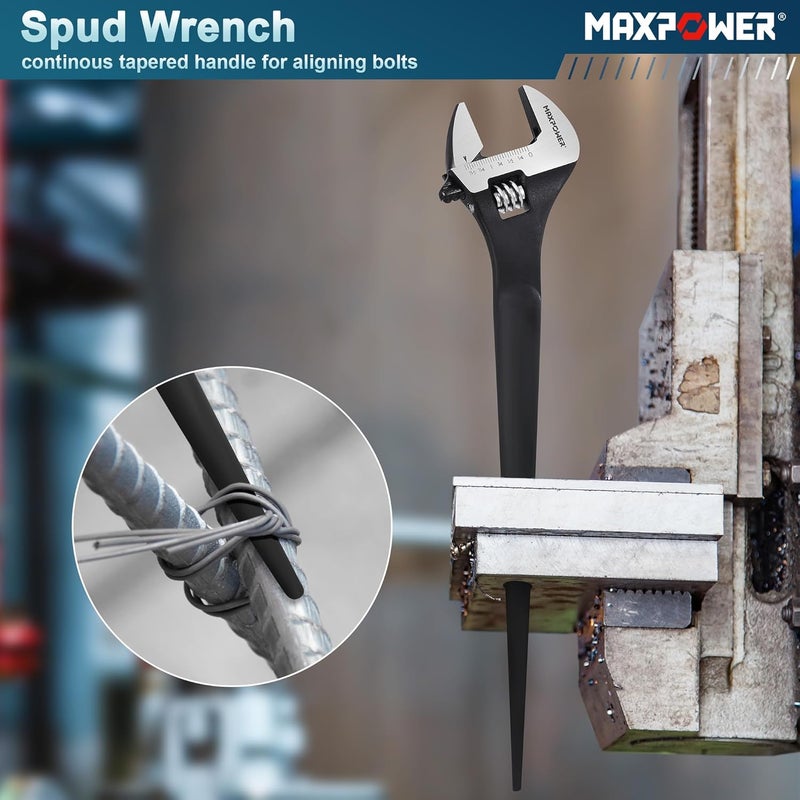 Max Power 16 inch Spud Wrench, Max Jaw Opening 1-9/16 inch - Image 3
