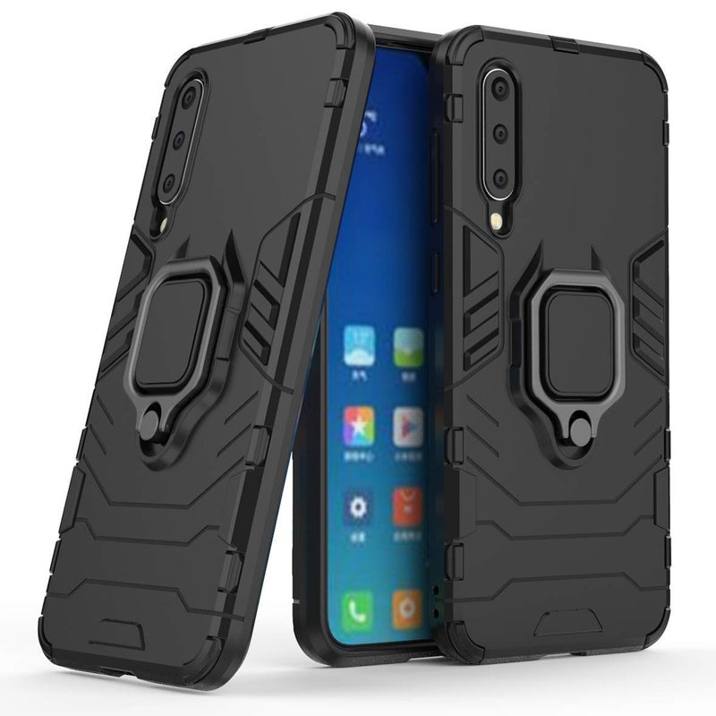 MaiJin LuluMain Compatible with Xiaomi Mi 9 SE Case Metal Ring Grip Kickstand Shockproof Hard Bumper Works with Magnetic Car Mount Dual Layer Rugged Cover for Xiaomi Mi9 SE Black - Image 2