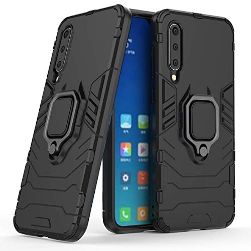 MaiJin LuluMain Compatible with Xiaomi Mi 9 SE Case Metal Ring Grip Kickstand Shockproof Hard Bumper Works with Magnetic Car Mount Dual Layer Rugged Cover for Xiaomi Mi9 SE Black - Image 1
