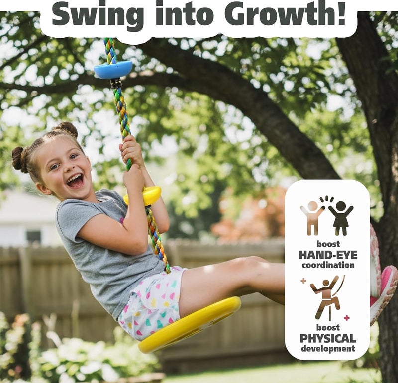 ZNCMRR Climbing Rope Tree Swing with Platforms and Disc Swing Seat Set Outdoor Playground Accessories for Kids Including Hanging Strap & Carabiner Rope Swings for Tree Kids Swing Set Accessories - Image 5