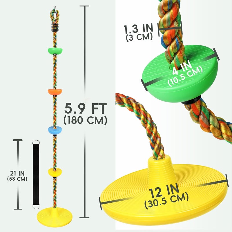 ZNCMRR Climbing Rope Tree Swing with Platforms and Disc Swing Seat Set Outdoor Playground Accessories for Kids Including Hanging Strap & Carabiner Rope Swings for Tree Kids Swing Set Accessories - Image 3